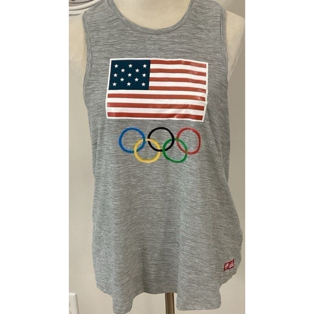 Team Apparel Tank Top Women's Size Medium Color Gray “Team USA” Olympic Graphic